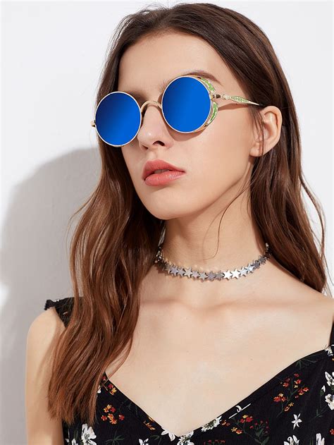 round circle womens sunglasses tinted flat|Round Sunglasses for Women .